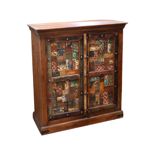 Indian Tall Reclaimed Block Print Cabinet