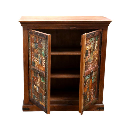 Indian Tall Reclaimed Block Print Cabinet