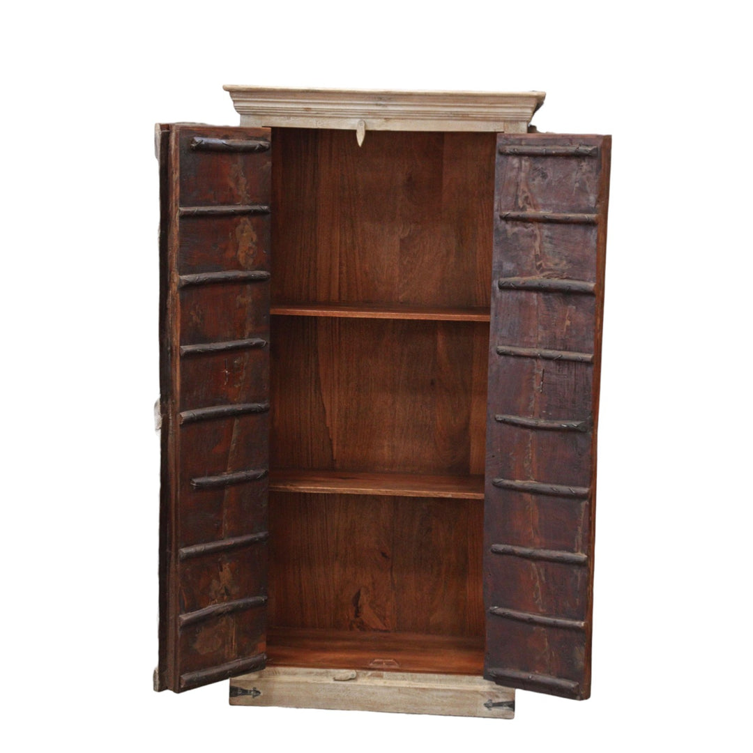 Indian Repurposed Teak Door White Wash Cabinet