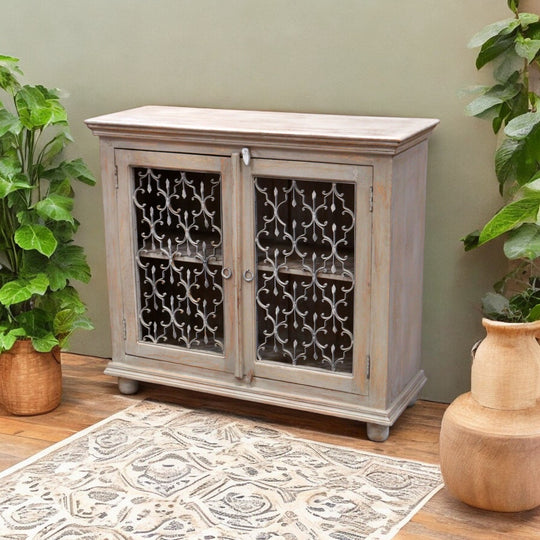 Indian Mango Wood & Iron Cabinet