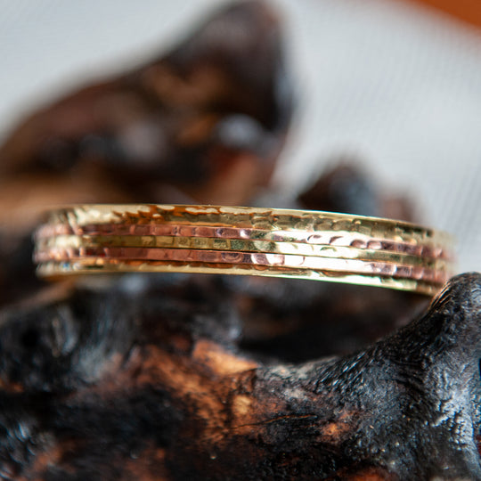 Meditation Bracelet Hammered Brass & Copper