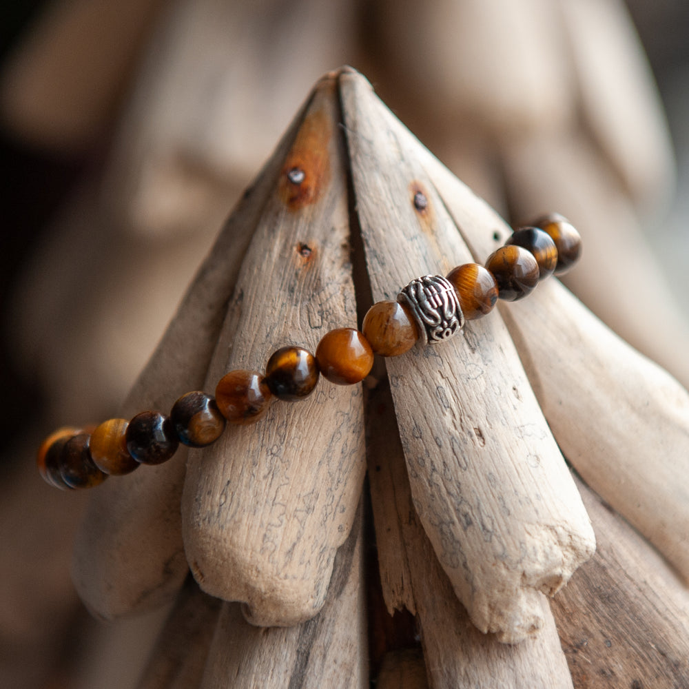 India Mala Bead Bracelet (6mm)- Tiger Eye