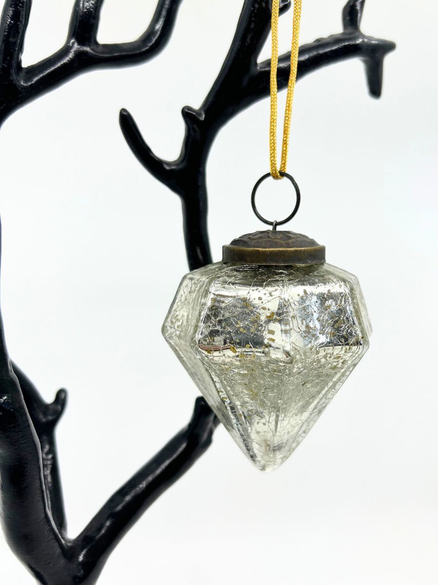 Mercury Glass Diamond Ornament