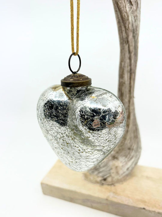 Mercury Glass Heart Ornament (Large)