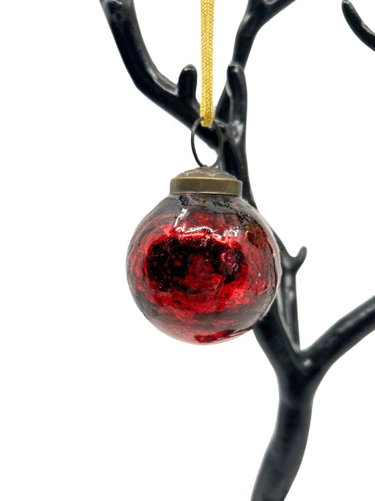 Mercury Glass Round Ribbed Ornament (Medium)