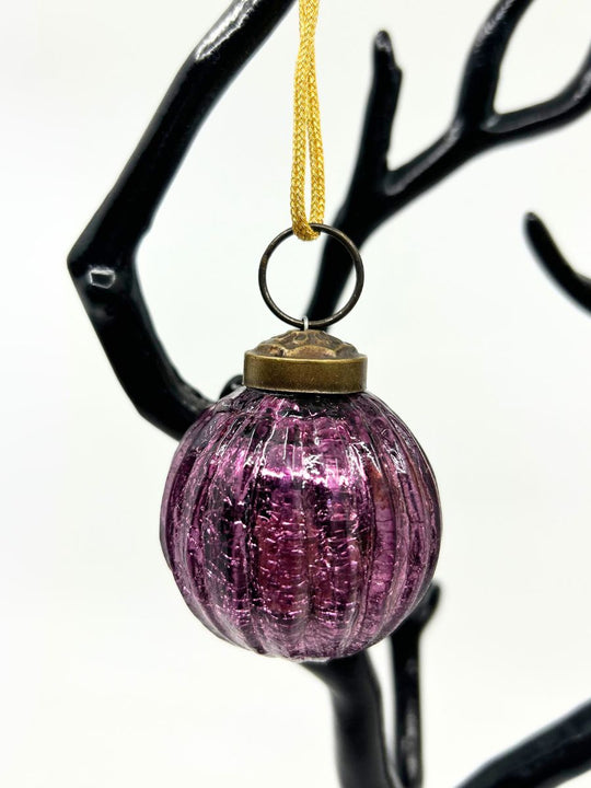 Mercury Glass Round Ribbed Ornament (Medium)