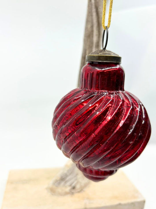 Mercury Glass Ribbed Spiral Ornament (Large)