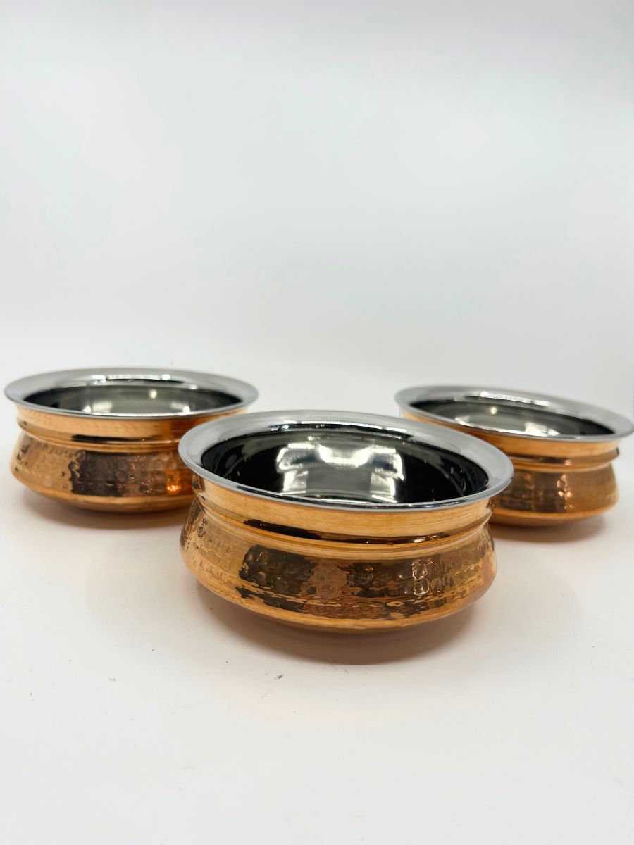 Stainless Steel and Copper Plated Handi Bowls