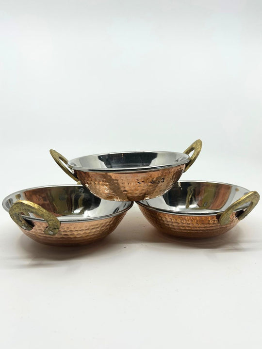 Stainless Steel and Copper Plated Handi Bowls