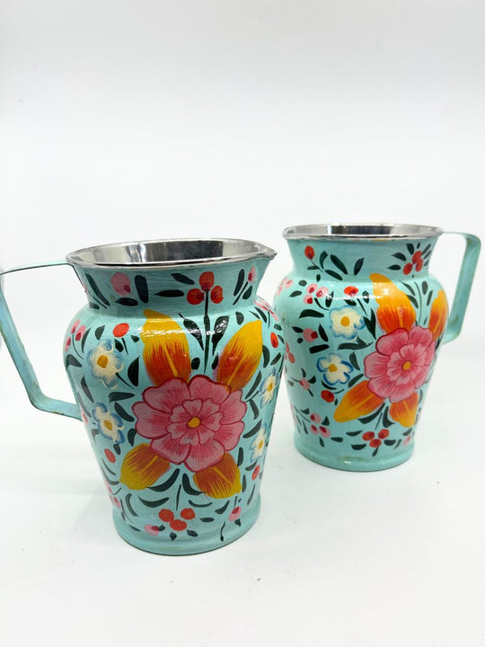 Hand Painted Stainless Steel Pitcher With Spout