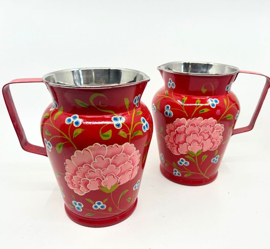 Hand Painted Stainless Steel Pitcher With Spout