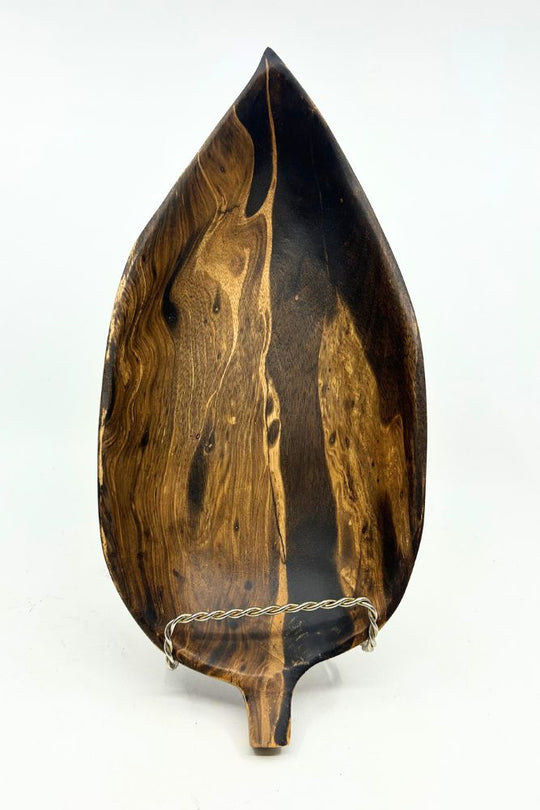 Mango Wood Large Leaf Dish - 12" (Old Wood)