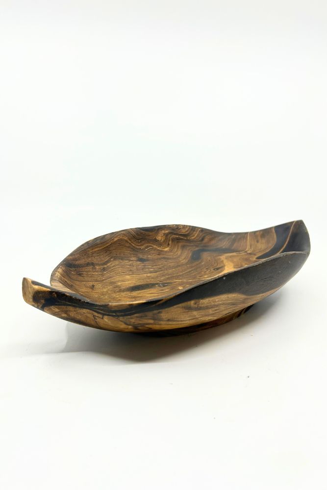 Mango Wood Large Leaf Dish - 12" (Old Wood)