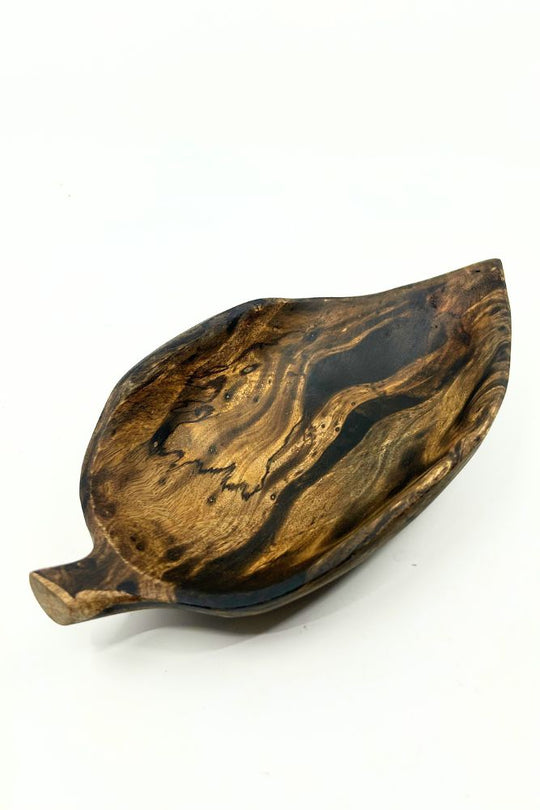 Mango Wood Medium Leaf Dish - 10" (Old Wood)