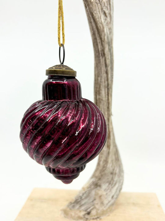 Mercury Glass Ribbed Spiral Ornament (Large)