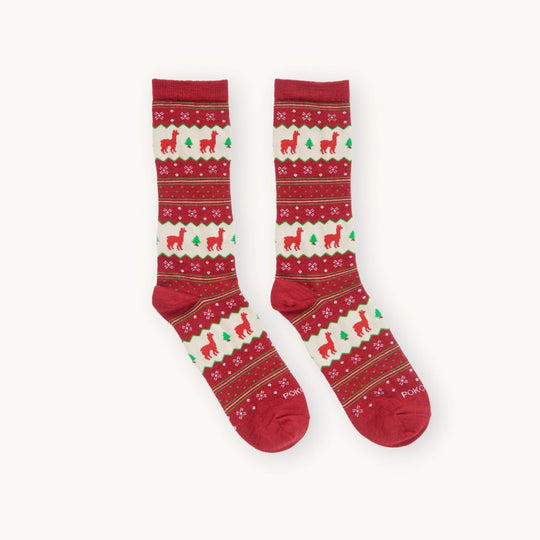 Holiday Stripe Alpaca Socks- Red