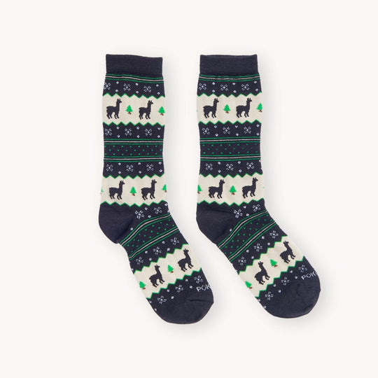 Holiday Stripe Alpaca Socks- Black