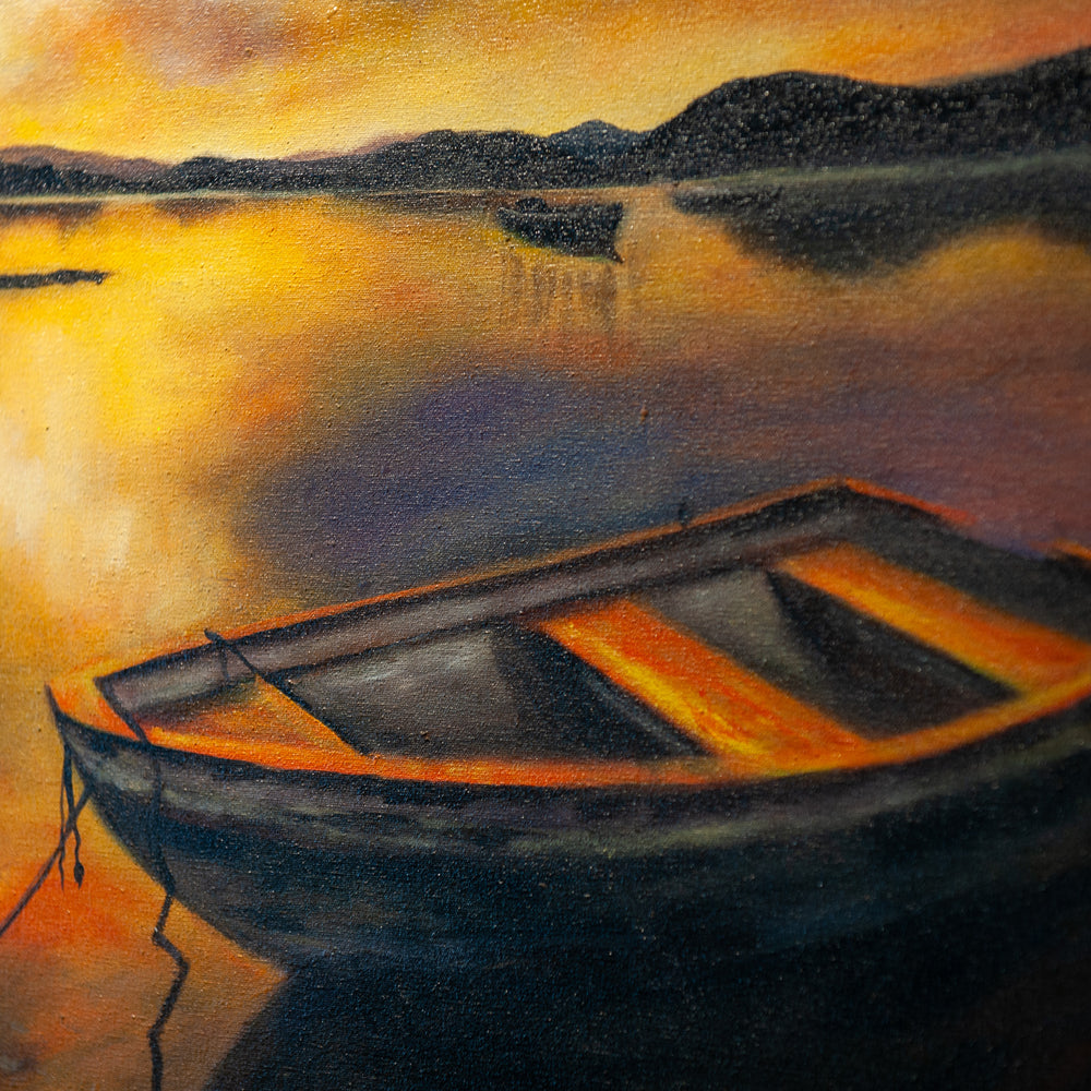 Row Boat on Water - Painting