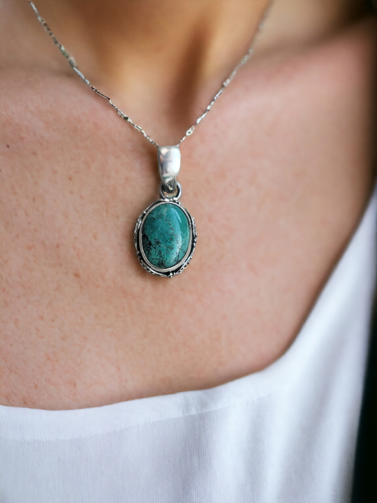 Ornate Turquoise Oval Pendant