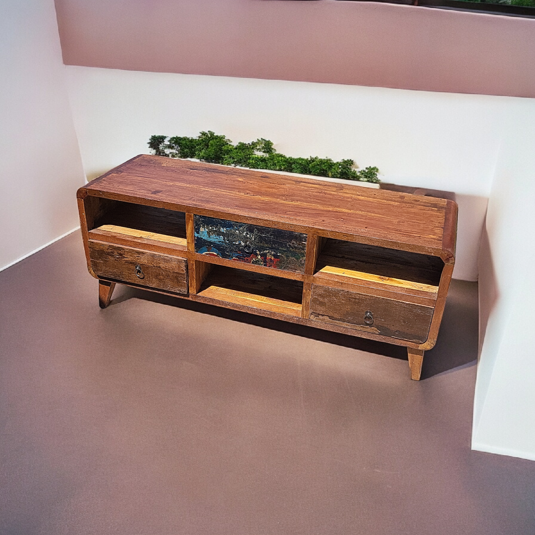 Reclaimed Wood and Teak Console Table