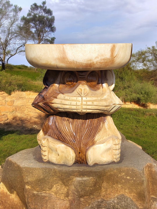 "Speak No Evil" Carved Monkey Stool