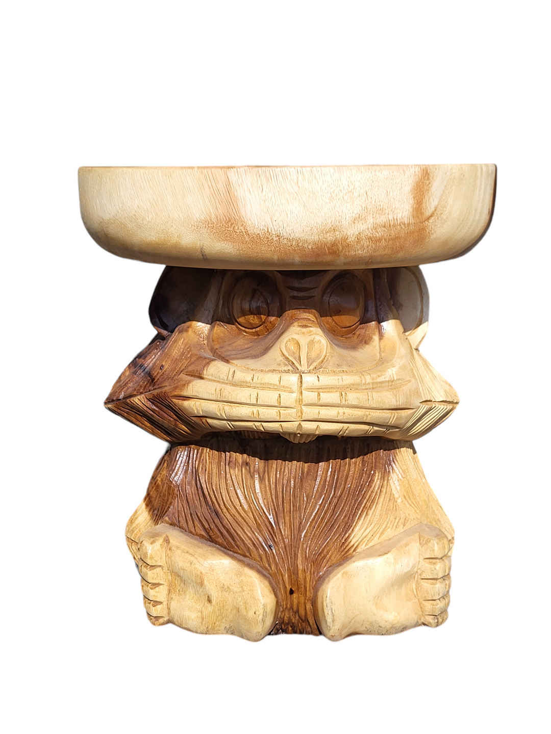 "Speak No Evil" Carved Monkey Stool