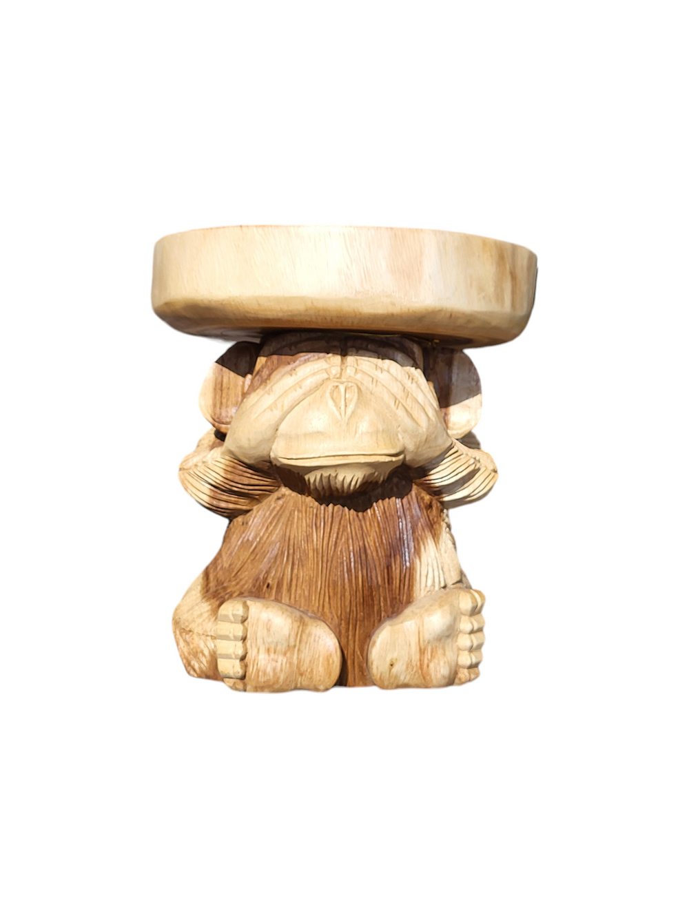 "See No Evil" Carved Monkey Stool