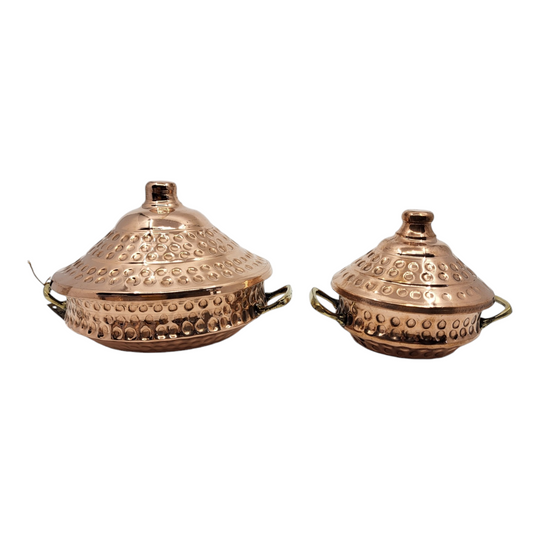 Egyptian Copper Cooking Tagine - Dotted