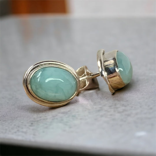 Oval Larimar Stud Earring