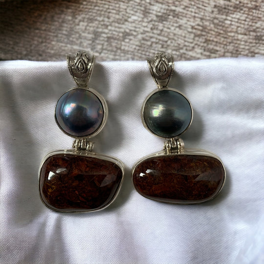 Grey Pearl & Pietersite Pendant