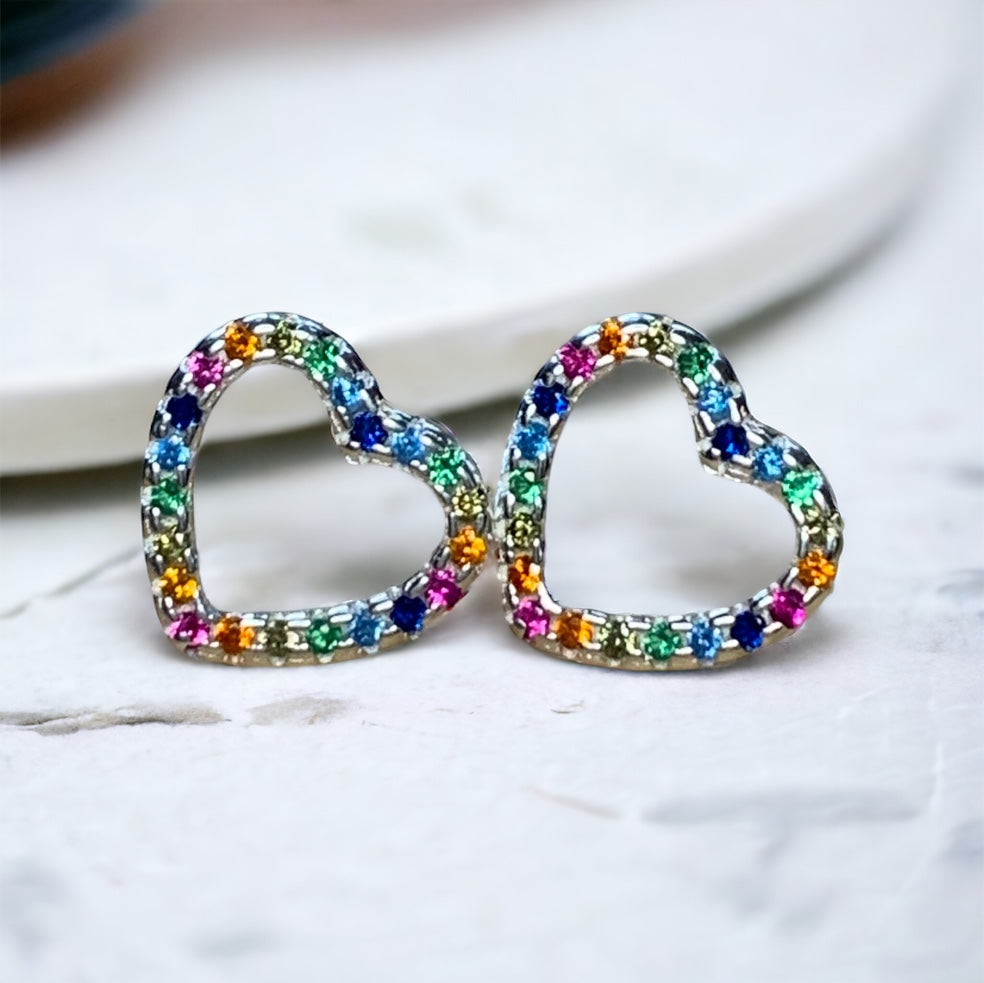 Rainbow Heart Stud Earring