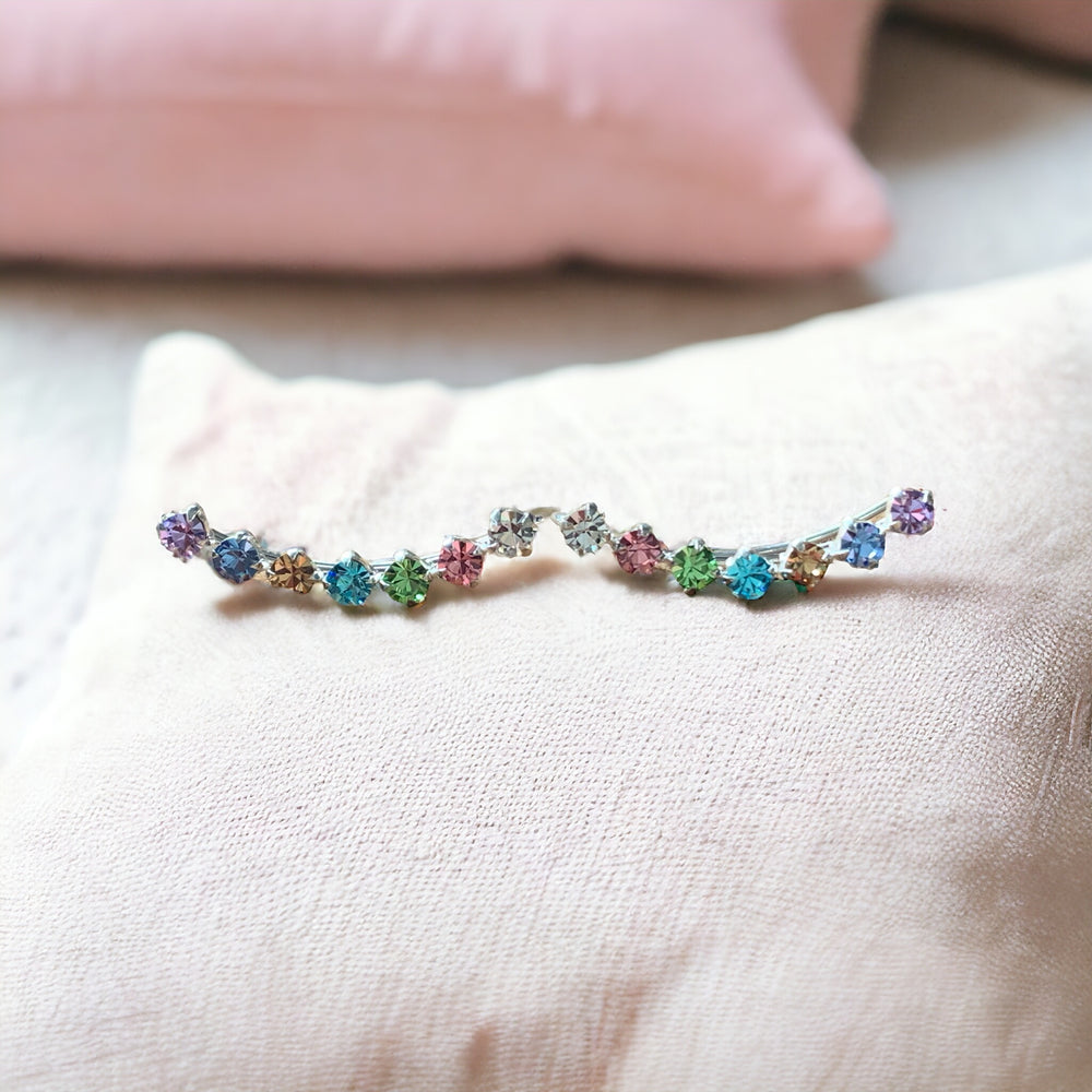 Rainbow Band Climber Earring