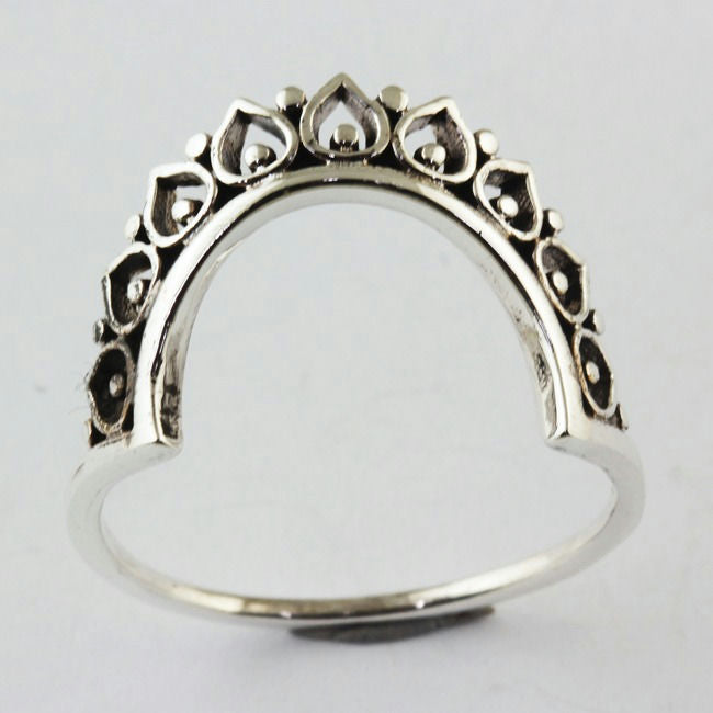 Oval Crown Sterling Silver Ring