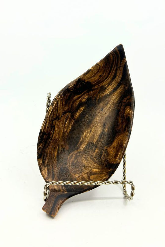 Mango Wood Small Leaf Dish - 8" (Old Wood)