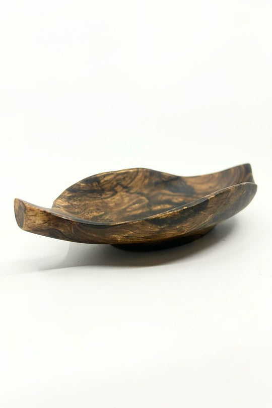 Mango Wood Small Leaf Dish - 8" (Old Wood)