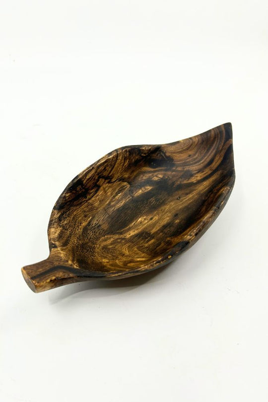 Mango Wood Small Leaf Dish - 8" (Old Wood)