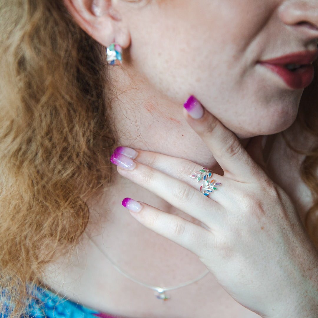 Thai Silver Floral Rainbow Ring