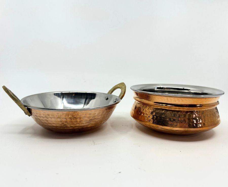 Stainless Steel and Copper Plated Handi Bowls