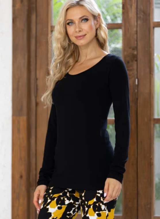 Bamboo Scoop Neck Long Sleeve Top