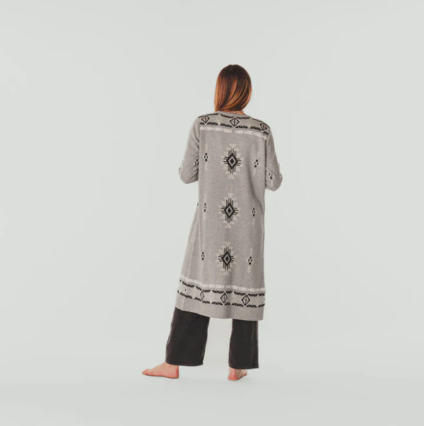 Long Jacquard Alpaca Sweater - Grey