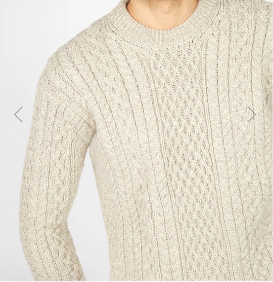 Cuileann Aran Crew Neck Sweater Stone Marl