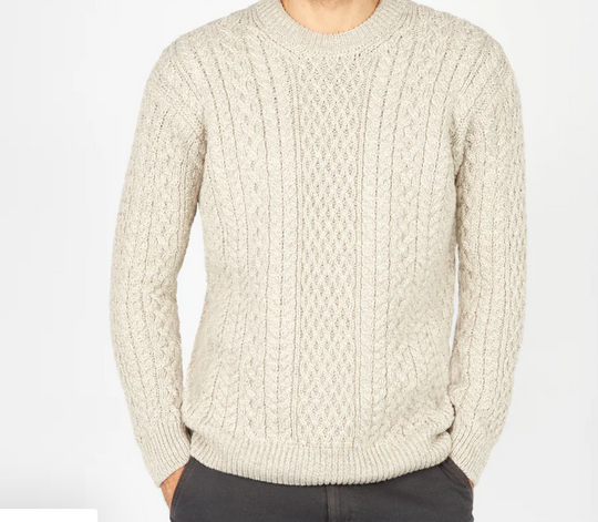 Cuileann Aran Crew Neck Sweater Stone Marl