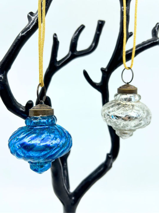 Mercury Glass Ribbed Spiral Ornament (Small)