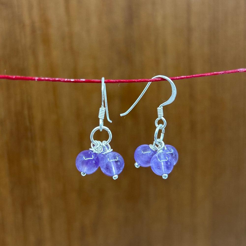 Amethyst Triple Bead Earring