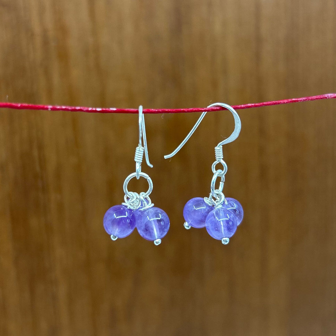 Amethyst Triple Bead Earring