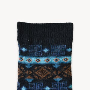 Thick Print Alpaca Socks- Aqua Spiral