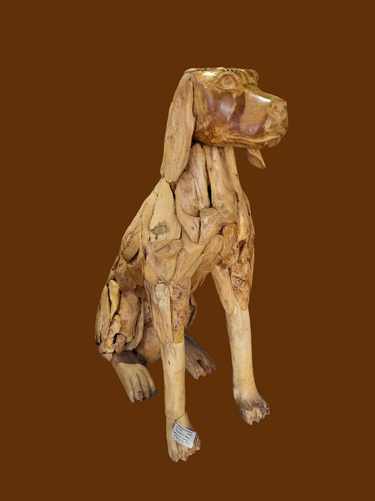 Teak Root Dog Sculpture