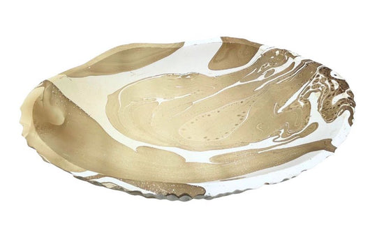 Mango Wood Clam Serving Bowl -  14" (Latte)