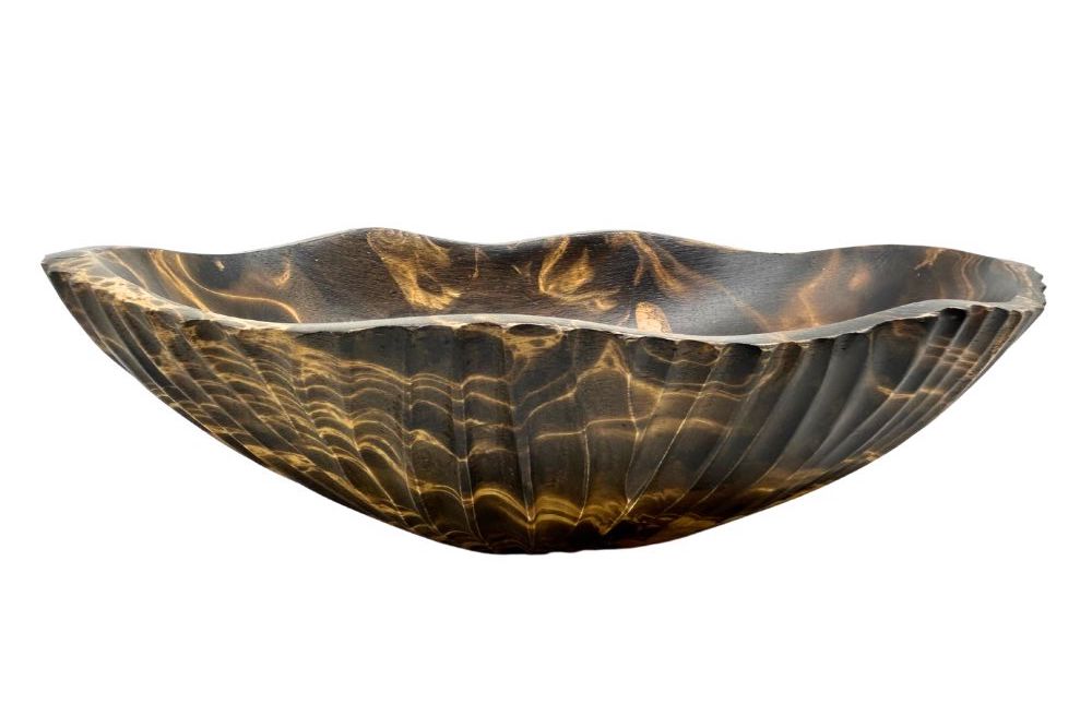 Mango Wood Clam Serving Bowl -  14" (Old Wood)