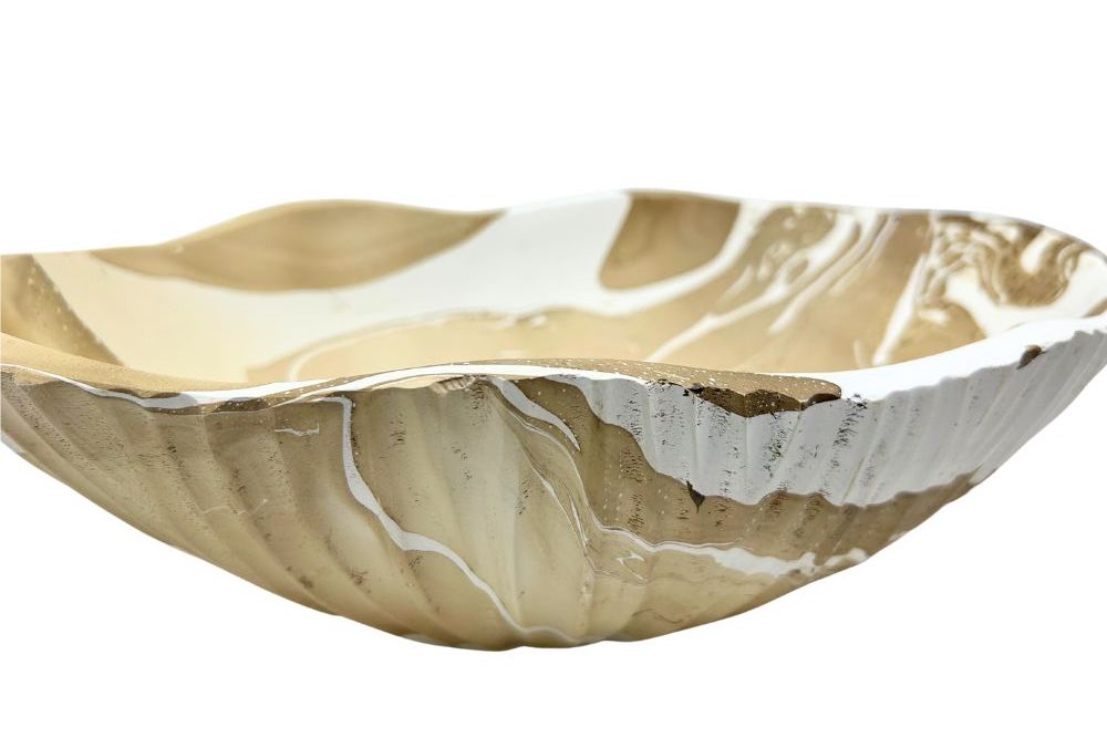 Mango Wood Clam Serving Bowl -  14" (Latte)